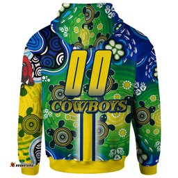 north queensland cowboys hoodie - custom north queensland cowboys logo aboriginal inspired indigenous sport style hoodie