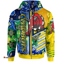 north queensland cowboys hoodie - custom north queensland cowboys logo aboriginal inspired indigenous sport style hoodie