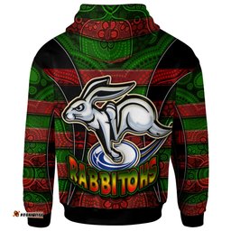 south sydney rabbitohs hoodie - custom rabbit aboriginal inspired style pattern personalised player and number hoodie