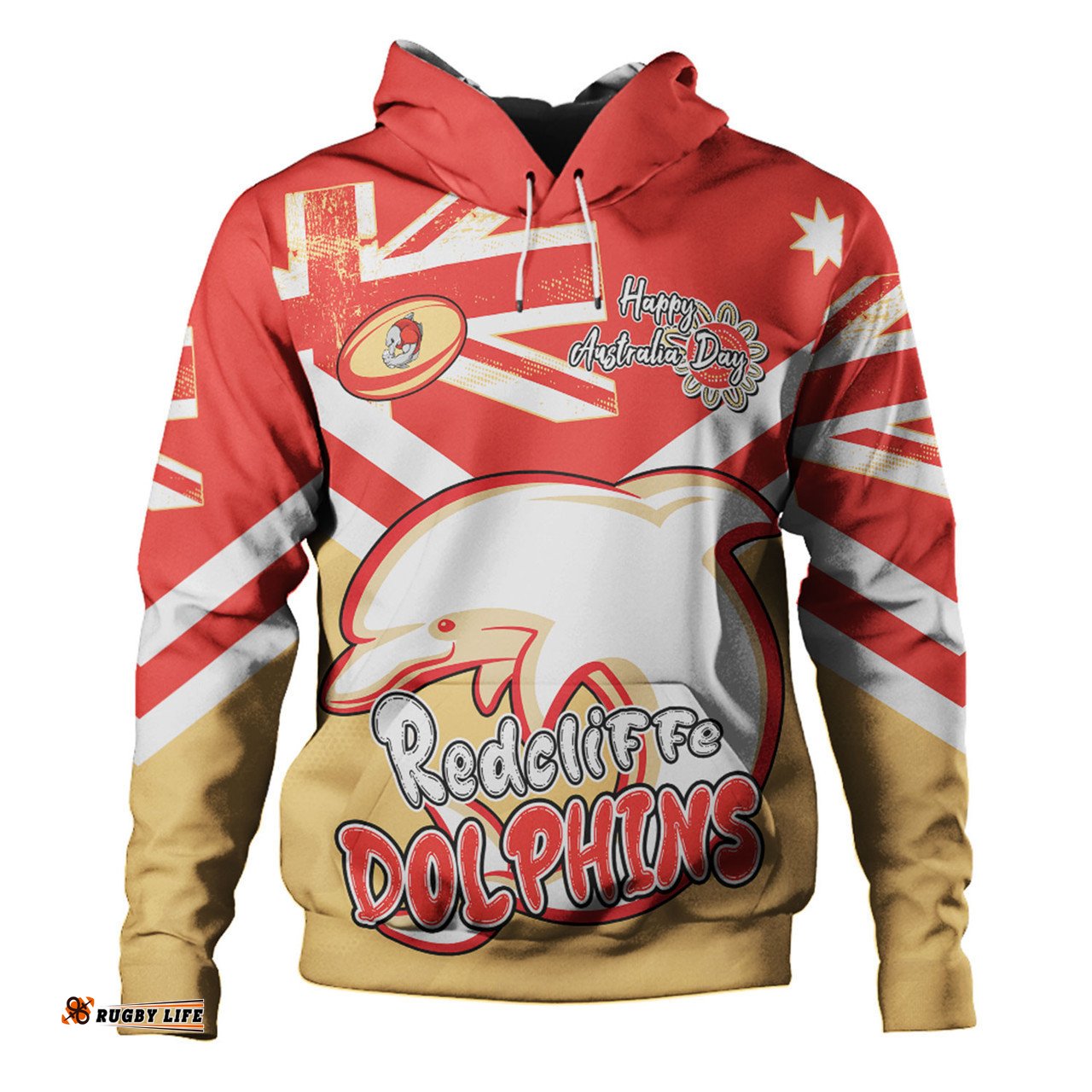 redcliffe dolphins hoodie - happy australia day we are one and free