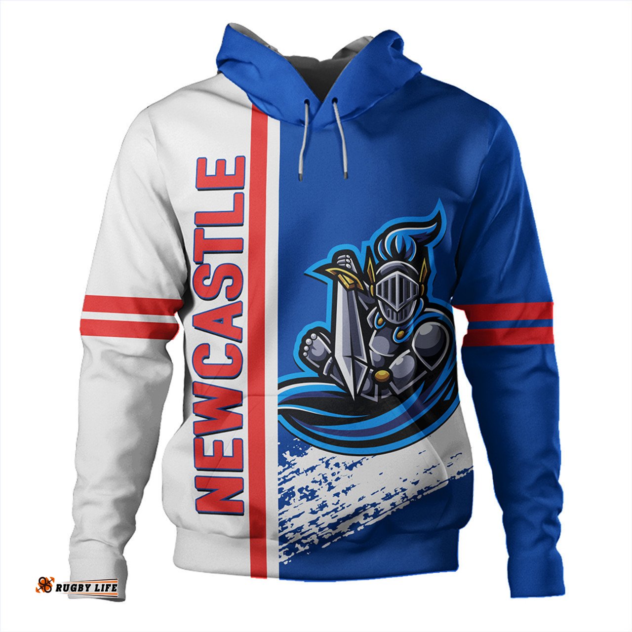 newcastle knights sport hoodie - knights mascot quater style