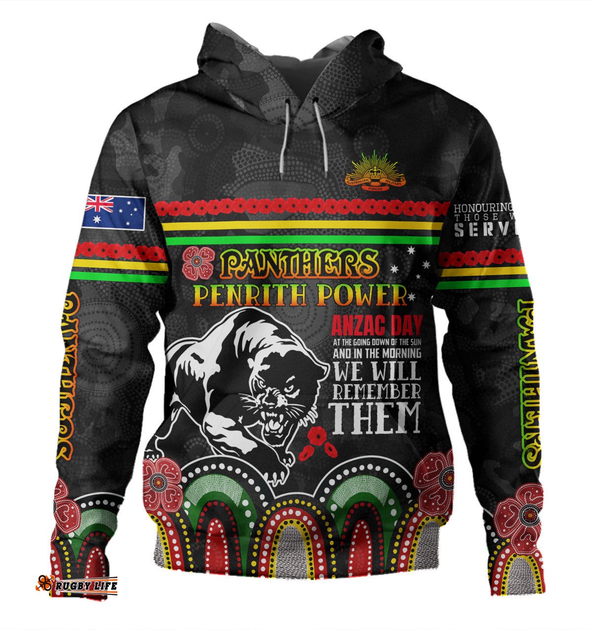 penrith panthers anzac custom hoodie - penrith panthers power hoodie