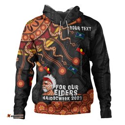 australia naidoc week hoodie - for our elders naidoc week snake aboriginal painting with flag