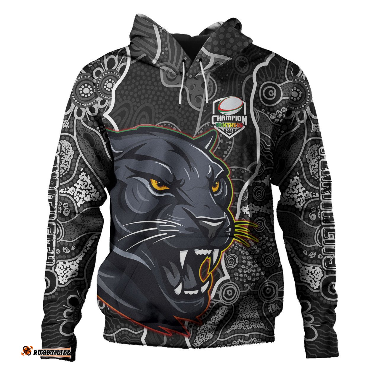 penrith panthers grand final custom hoodie - custom penrith panthers with contemporary style of aboriginal painting hoodie