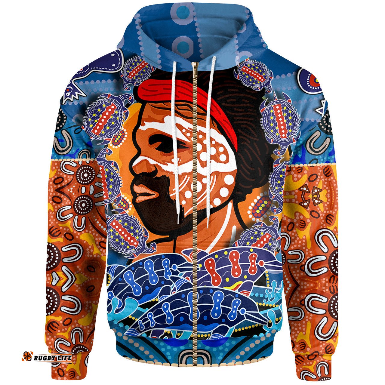 australia custom hoodie - indigenous man and sea