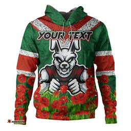 south sydney rabbitohs hoodie - custom souths with anzac poppy hoodie