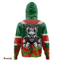 south sydney rabbitohs hoodie - custom souths with anzac poppy hoodie
