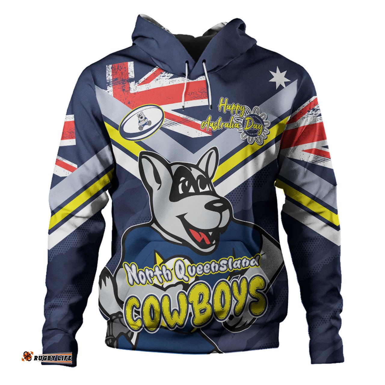 north queensland cowboys hoodie - happy australia day we are one and free