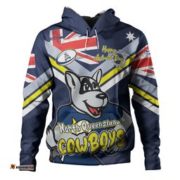 north queensland cowboys hoodie - happy australia day we are one and free