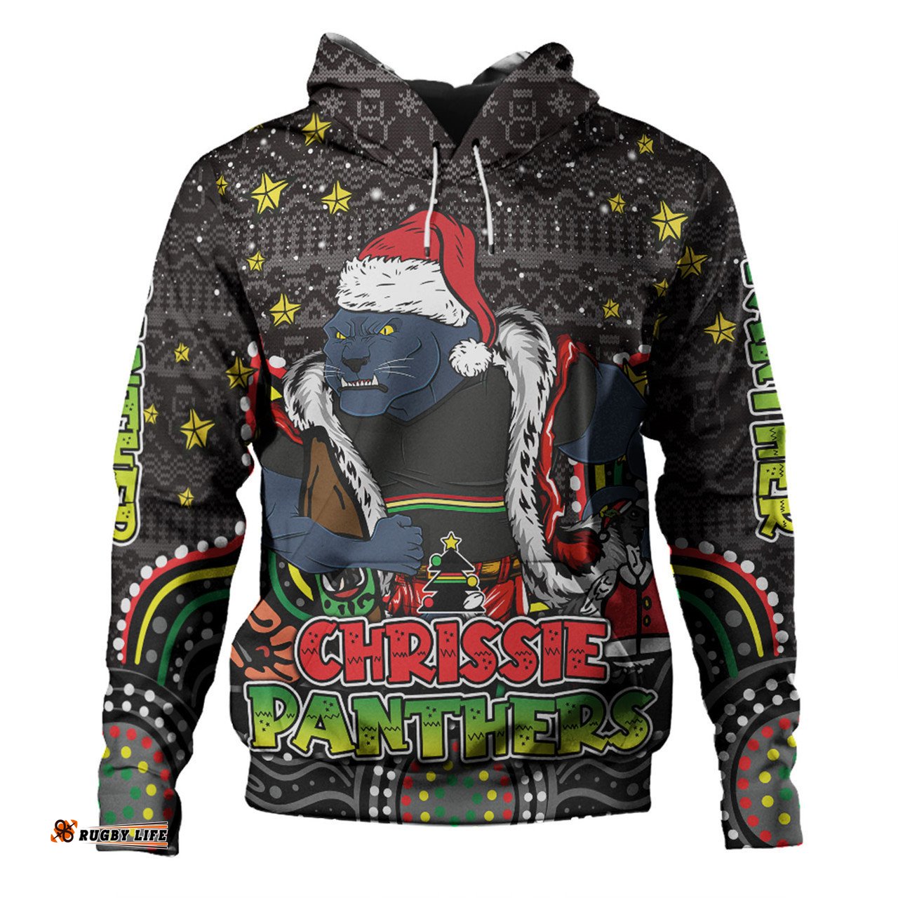 penrith panthers christmas custom hoodie - christmas knit patterns vintage jersey ugly hoodie