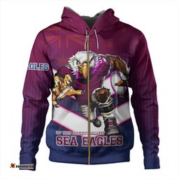 manly warringah sea eagles hoodie - manly warringah sea eagles mascot with australia flag hoodie