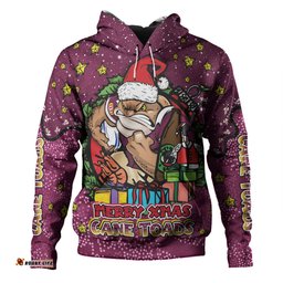 queensland cane toads christmas custom hoodie - merry christmas our beloved team with aboriginal dot art pattern hoodie
