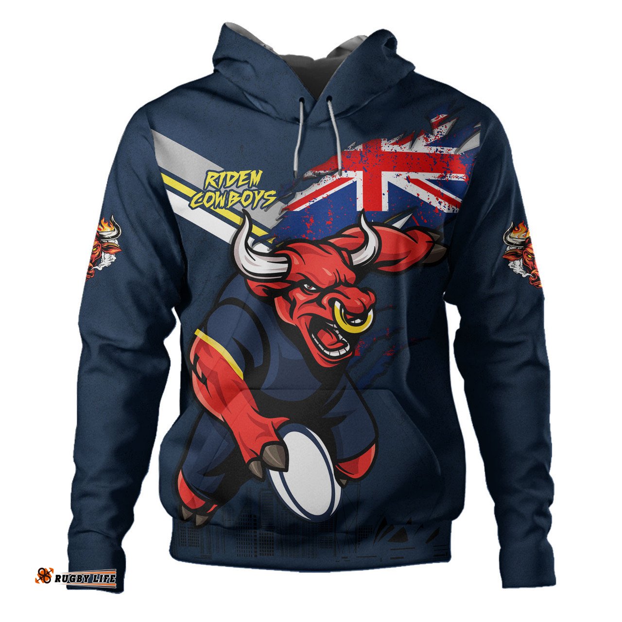 north queensland cowboys hoodie custom for die hard fan australia flag scratch style