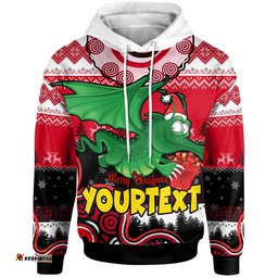 st. george illawarra dragons christmas hoodie - custom dragon aboriginal inspired xmas hoodie