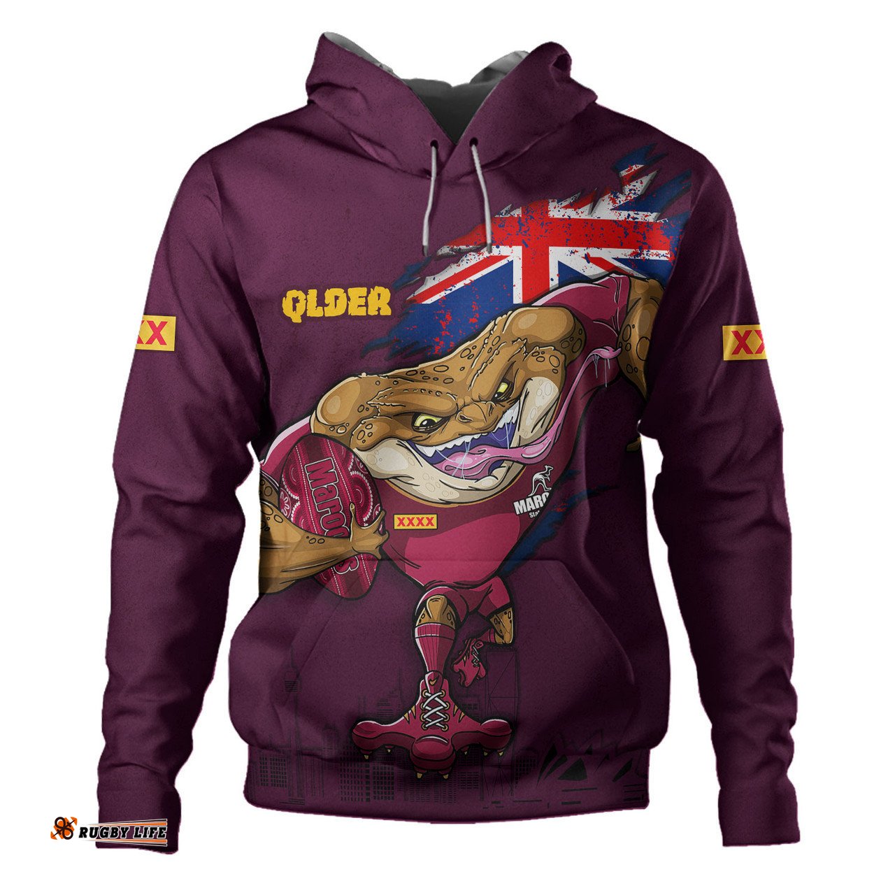 queensland maroons hoodie custom for die hard fan australia flag scratch style