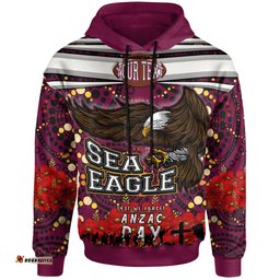 australia sea eagles custom hoodie - aboriginal inspired australia sea eagles with poppy flower hoodie