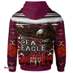 australia sea eagles custom hoodie - aboriginal inspired australia sea eagles with poppy flower hoodie