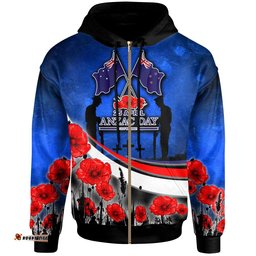 anzac day nz australia hoodie poppies flowers