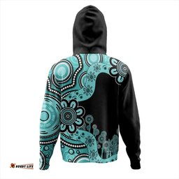 australia hoodie aboriginal indigenous dot painting turquoise