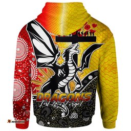 australia illawarra and st george custom hoodie - anzac day dragons with poppy flower