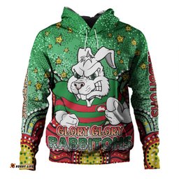 south sydney rabbitohs hoodie - custom with aboriginal inspired style of dot painting patterns  hoodie