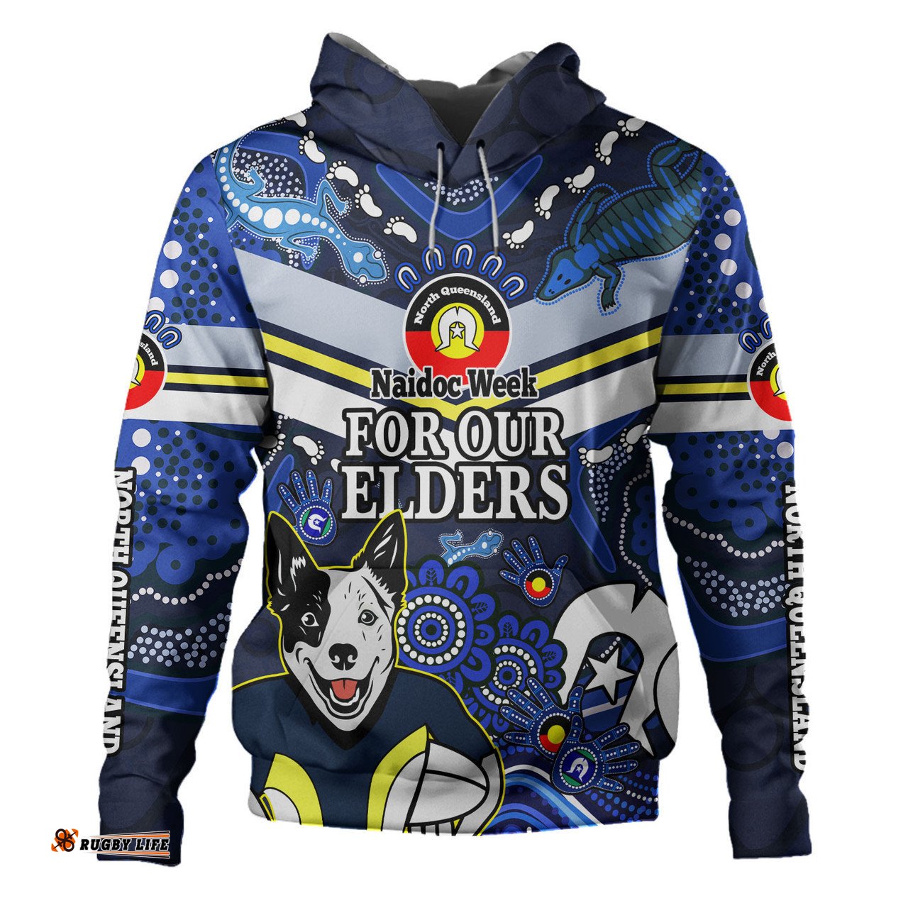 north queensland cowboys naidoc custom hoodie - for our elders home jersey hoodie