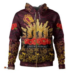 brisbane broncos hoodie - anzac broncos animals in aboriginal inspired art hoodie