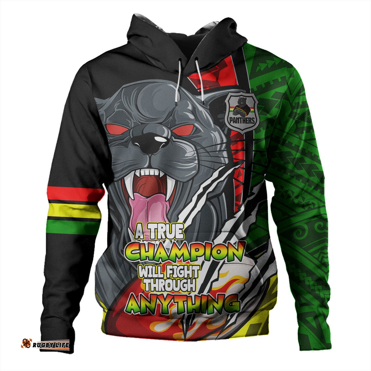 penrith panthers grand final hoodie - a true champion will fight through anything with polynesian patterns