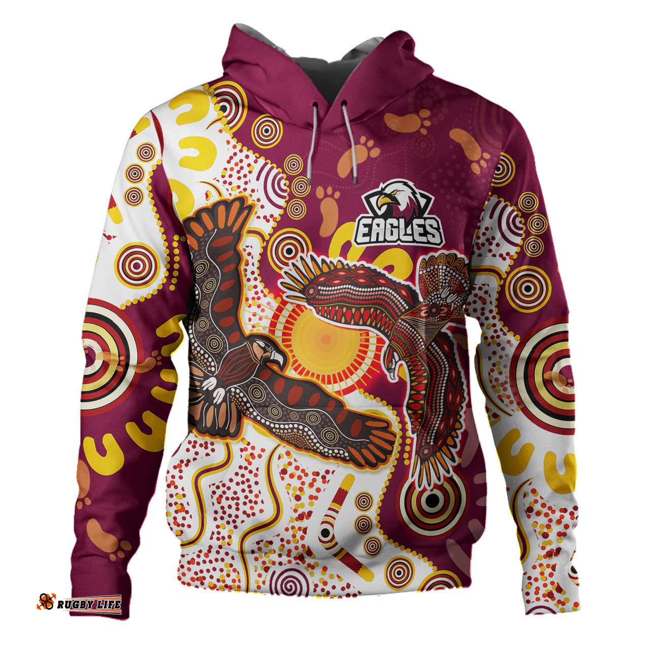 manly warringah sea eagles hoodie - indigenous manly sport with tribal sun hoodie