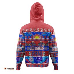 newcastle knights christmas aboriginal custom hoodie - indigenous knitted ugly xmas style hoodie