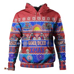 newcastle knights christmas aboriginal custom hoodie - indigenous knitted ugly xmas style hoodie