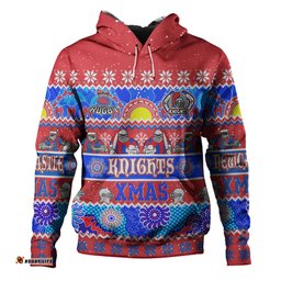 newcastle knights christmas aboriginal custom hoodie - indigenous knitted ugly xmas style hoodie