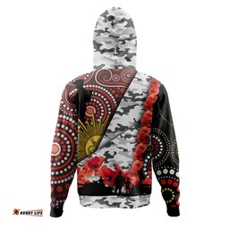 australia illawarra and st george anzac hoodie - aboriginal inspired pattern anzac flowers hoodie