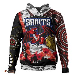 australia illawarra and st george anzac hoodie - aboriginal inspired pattern anzac flowers hoodie