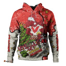st. george illawarra dragons christmas custom hoodie - let's get lit chrisse pressie hoodie