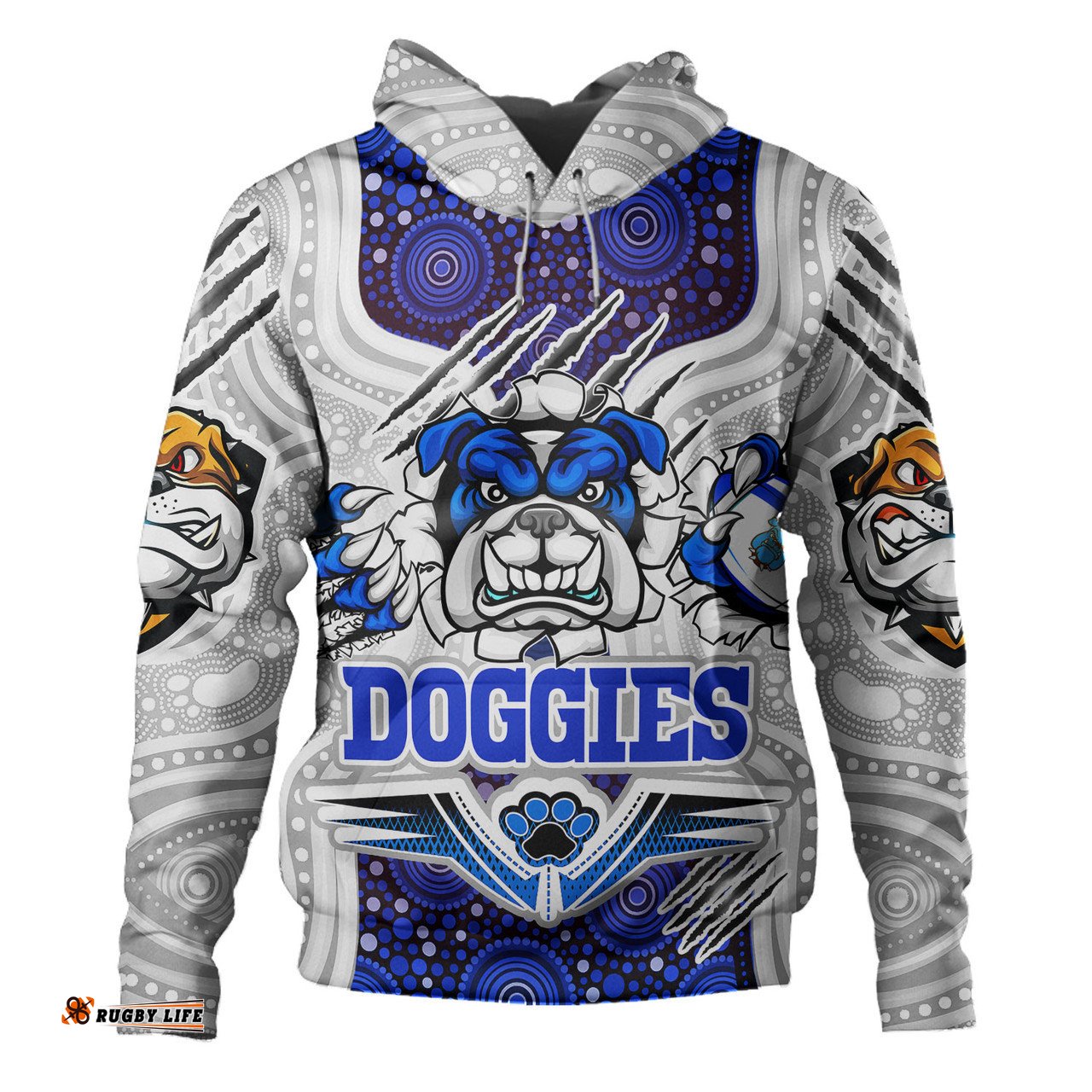 canterbury-bankstown bulldogs custom hoodie - indigenous super doggies scratch style