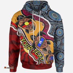 Custom australia hoodie - australia aboriginal inspired dots with turtle and naidoc flags