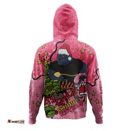 penrith panthers christmas custom hoodie - let's get lit chrisse pressie pink hoodie