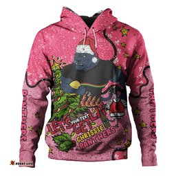 penrith panthers christmas custom hoodie - let's get lit chrisse pressie pink hoodie