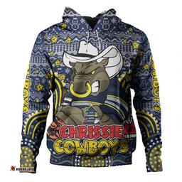 north queensland cowboys christmas custom hoodie - christmas knit patterns vintage jersey ugly hoodie