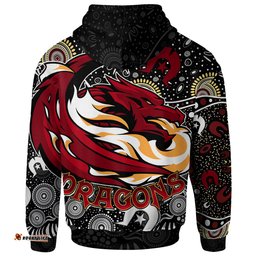 st. george illawarra dragons hoodie - custom dragon aboriginal inspired pattern naidoc week hoodie