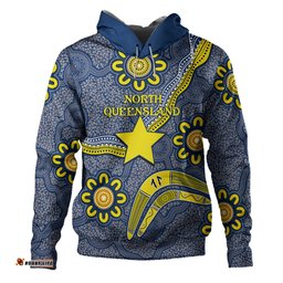 north queensland cowboys hoodie - custom aboriginal inspired north queensland cowboys boomerang hoodie