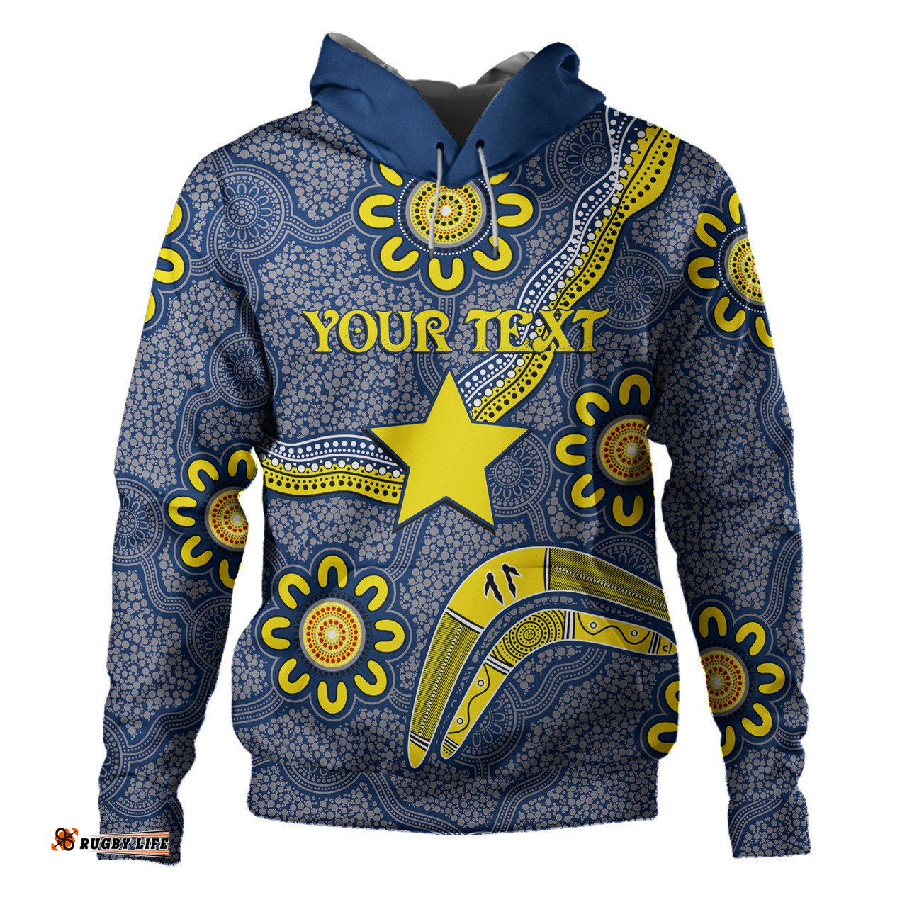 north queensland cowboys hoodie - custom aboriginal inspired north queensland cowboys boomerang hoodie