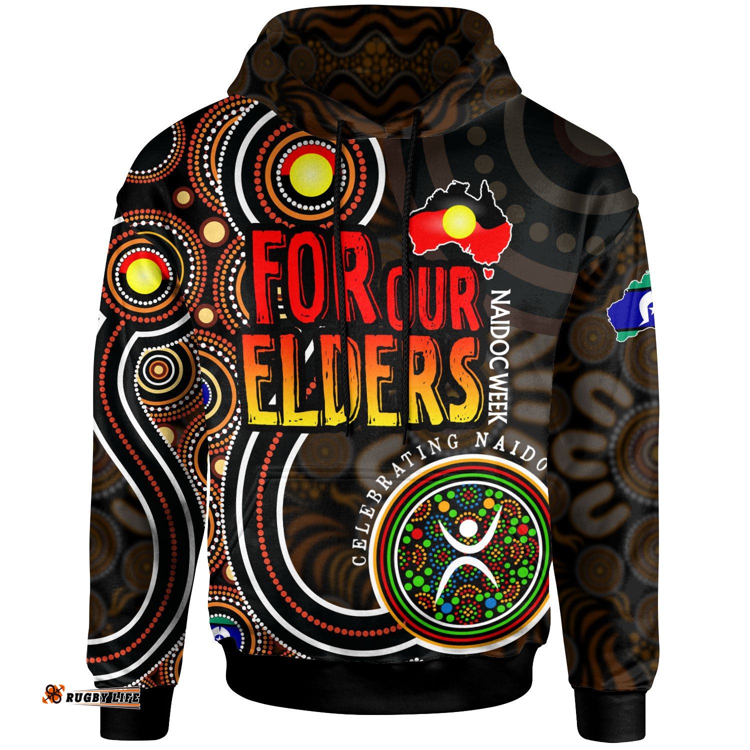 naidoc week hoodie custom for our elders aboriginal inspired dot art hoodie