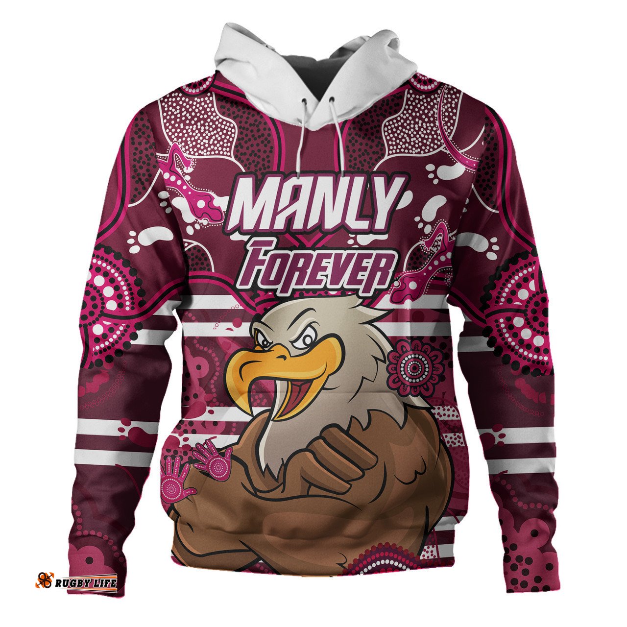 sea eagles custom hoodie - manly forever with aboriginal style hoodie