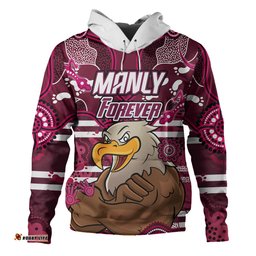 sea eagles custom hoodie - manly forever with aboriginal style hoodie