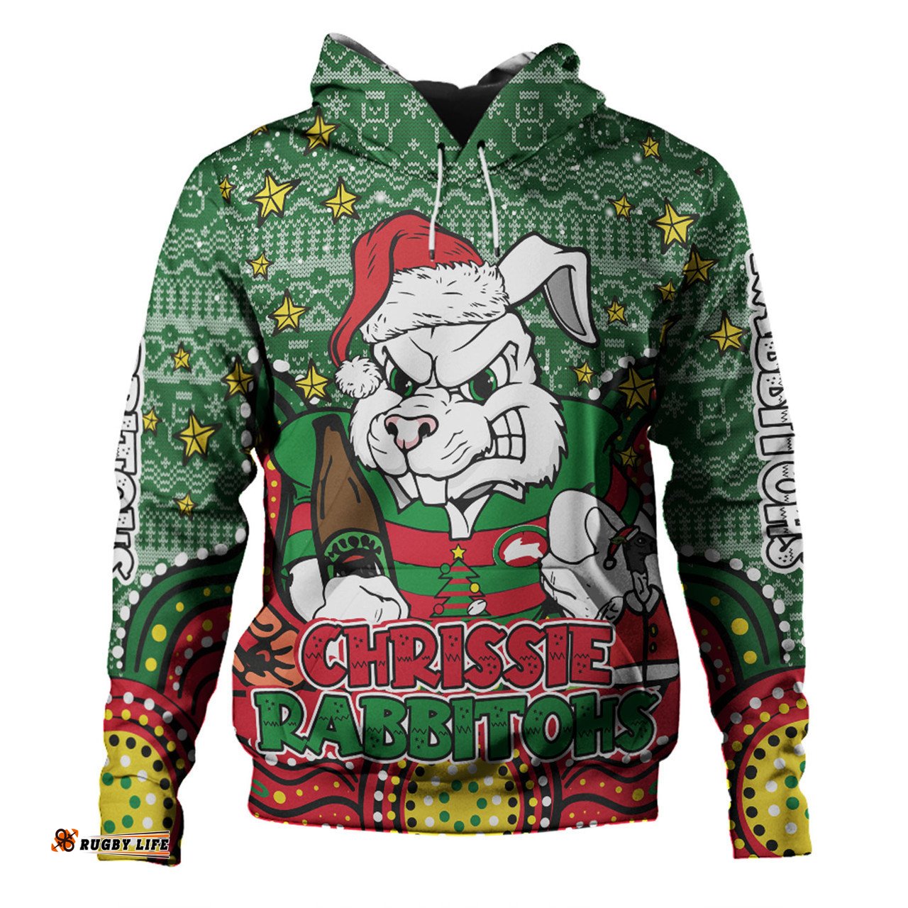 south sydney rabbitohs custom hoodie - christmas knit patterns vintage jersey ugly hoodie