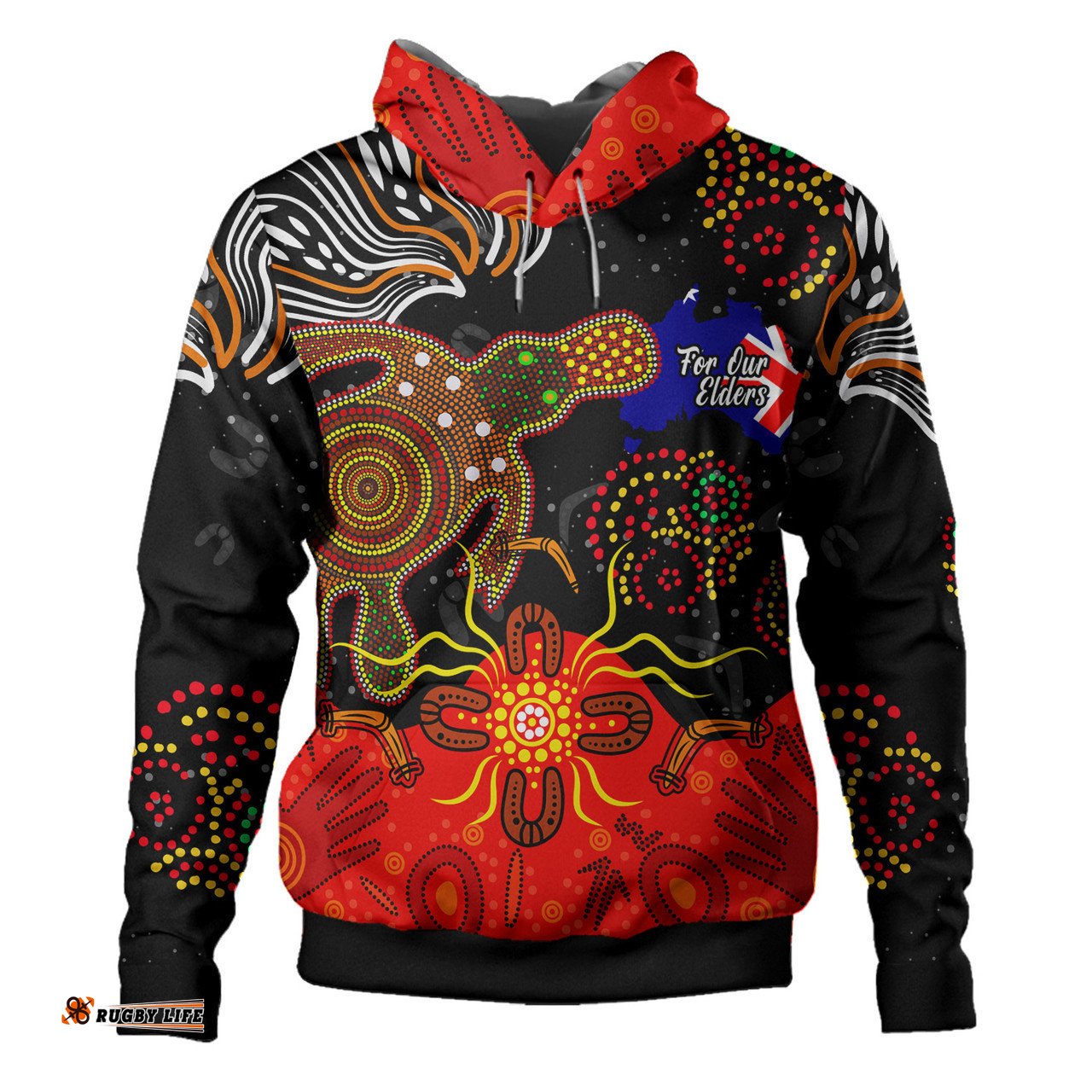 australia naidoc week hoodie - custom naidoc with australia flag and aboriginal inspired dot pattern hoodie