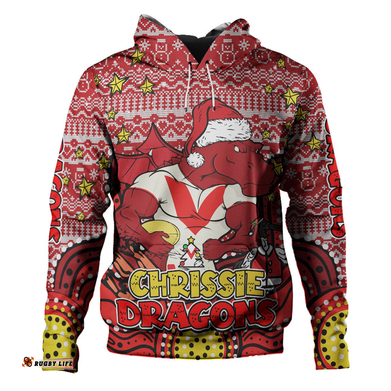 st. george illawarra dragons christmas custom hoodie - christmas knit patterns vintage jersey ugly hoodie