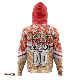 redcliffe dolphins hoodie - tropical patterns and dot painting eat sleep rugby repeat